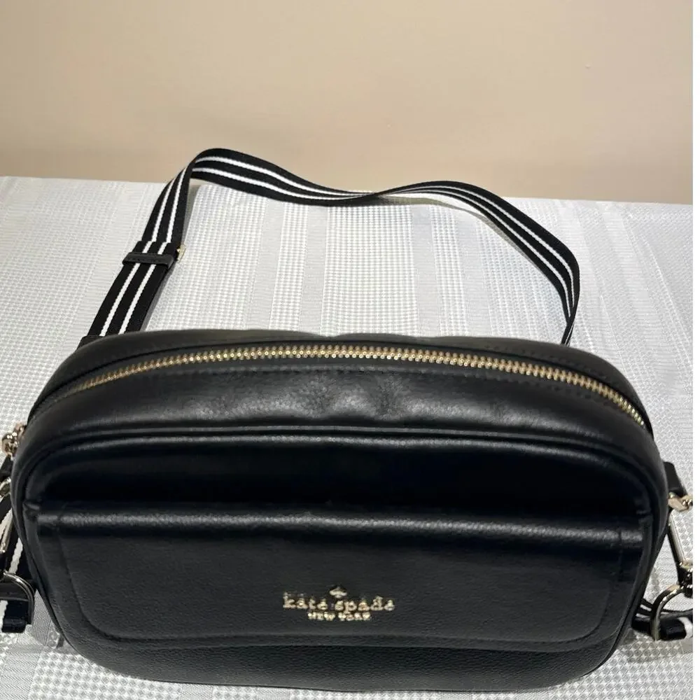 Kate Spade New York Rosie pebbled leather flap camera bag‎ purse in black